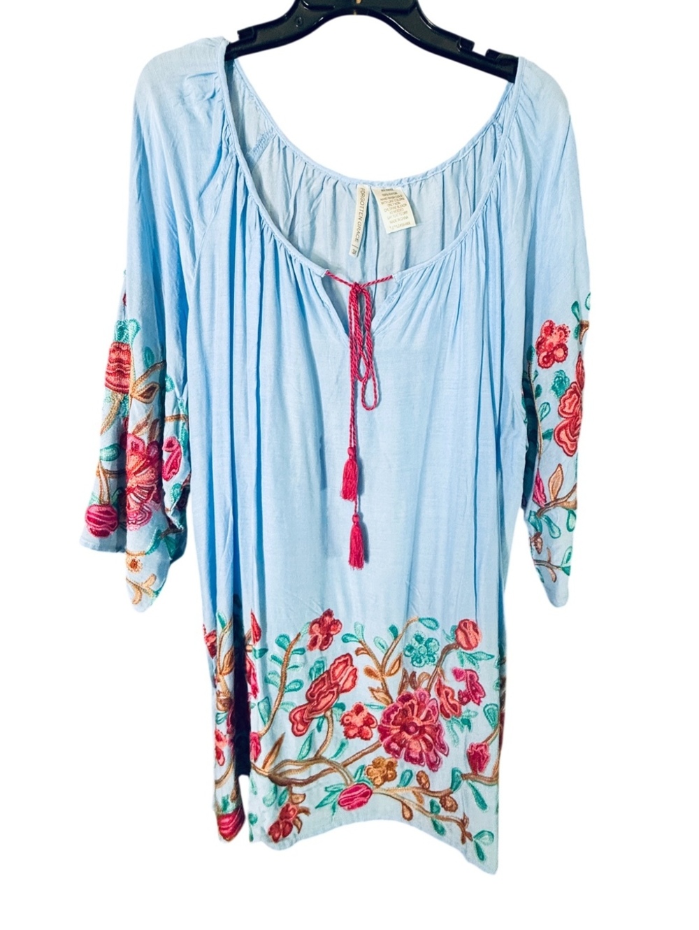 NWOT Light Blue Embroidered Tunic 3X